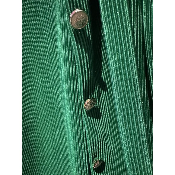 Sugar & Rose Button Down Blouse Womens Size S Solid Green Long Slv Collared - Picture 5 of 8